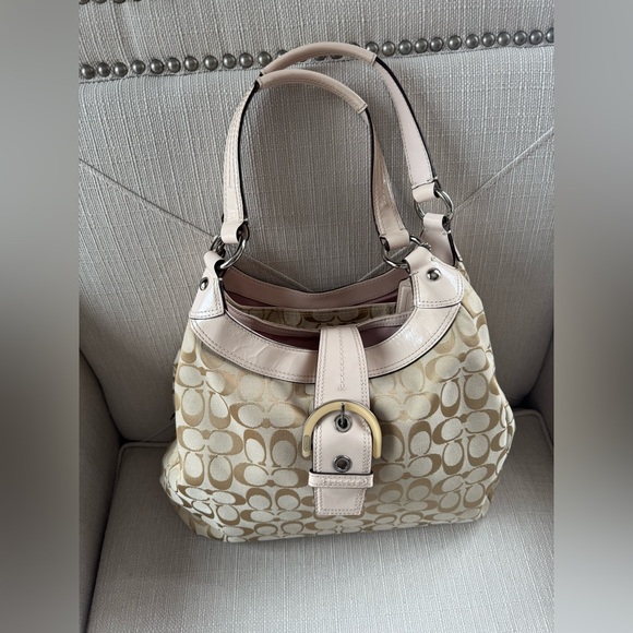 Coach Beige and Pink Signature Shoulder Bag - Picture 10 of 10